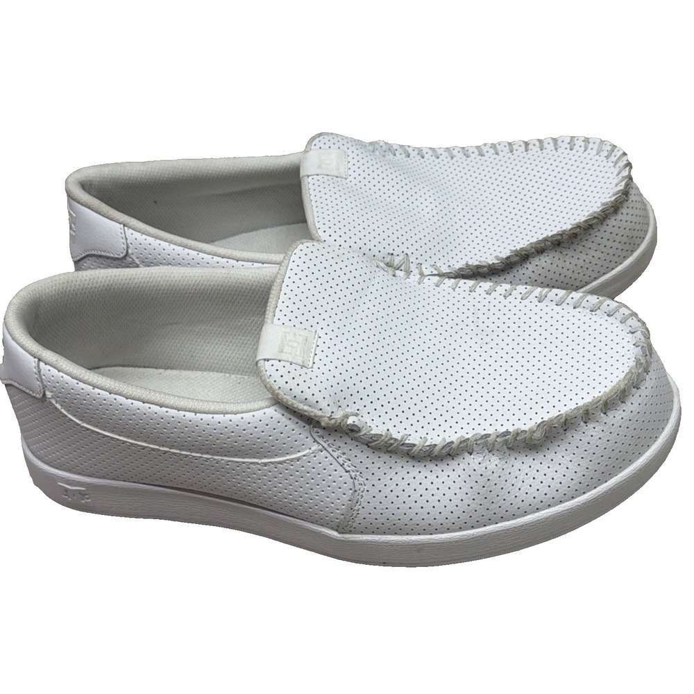 DC Loafers Mens Villain 2 Leather Shoes Size 14 White Skateboard Worn ONCE!